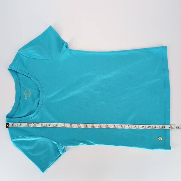 Lilly Pulitzer Turquoise Haley Crew Neck Top Short Sleeve T-Shirt/ Tee - Size XS - Picture 10 of 11